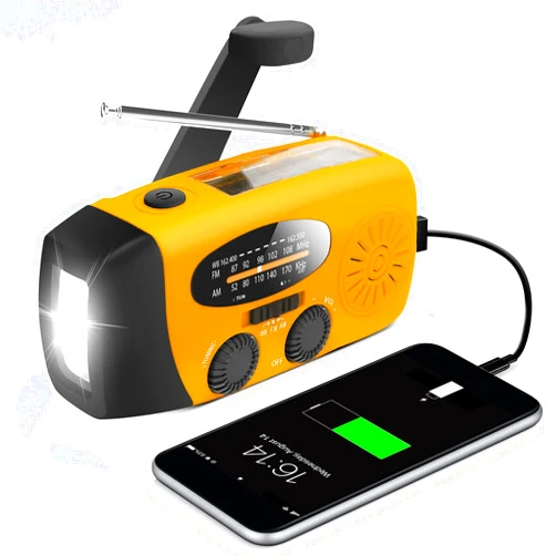 DaringSnail Emergency Hand Crank Radio with LED Flashlight for Emergency, AM/FM NOAA Portable Weather Radio with 2000mAh Power Bank Phone Charger, USB Charged & Solar Power for Camping, Emergency（Orange）