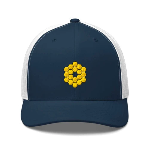 Generic James Webb Space Telescope Hat, JWST Hat, Embroidered Trucker Cap Navy White One Size