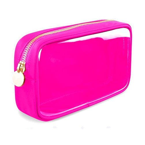 Yhwocd Small Makeup Bag Makeup Organizer for Women, Capacity Clear Travel makeup Pouch with zipper Cosmetic Bag for Purse, Transparent PVC & Nylon Bag Waterproof Preppy Toiletry Bag Cute Zipper （red）