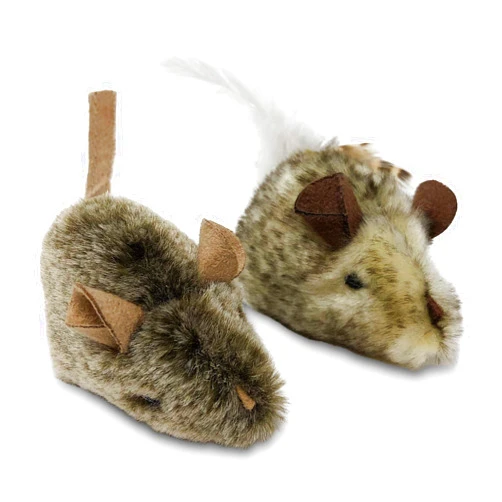 OurPet's OurPets Play-N-Squeak Twice the Mice Cat Toy, 2pc (Interactive Catnip Toy, Real Mouse Electronic Sound)