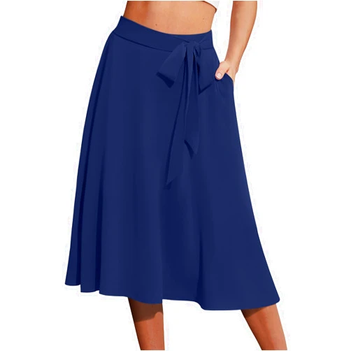 Yincro Women's A-Line Midi Skirt with Pockets High Waist Flared Below The Knee Skirts