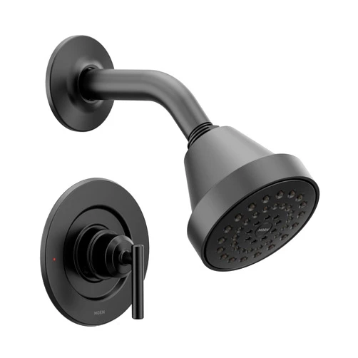 Moen Gibson Matte Black Eco-Performance Modern Shower Trim Featuring Bathroom Showerhead and Lever Handle, Posi-Temp Valve Required, T2902EPBL
