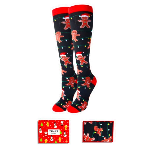 Zmart Funny Christmas Knee High Socks for Women Men, Holiday Socks Gingerbread Socks, Secret Santa Gifts Christmas Gifts