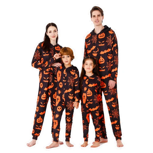 Onancehim Family Matching Halloween Onesie Pajamas, Adult Halloween Onesie Pumpkin Printed Pjs One Piece Loungewear Sleepwear