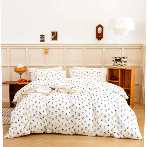 ECOCOTT Duvet Cover Queen Size - French Bulldog Pattern Duvet Cover Set, Super Soft Comforter Quilt Cover with Zipper Closure