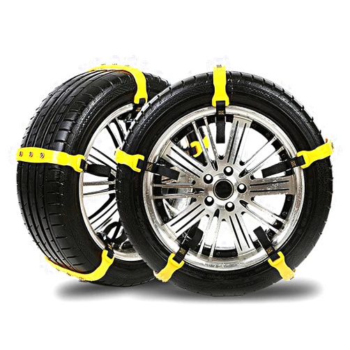 AOSUYOU 10 PCS Car Tire Snow Chains Adjustable Car Snow Chains Anti-Skid Chains Fits for Most Car/SUV/Truck 7.2-11.6Inches,Yellow
