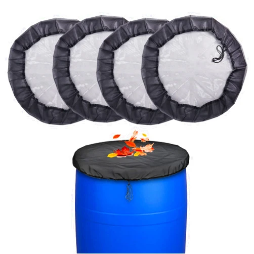 Poweka 39’’ Mesh Cover for Rain Barrel 4Pcs Rain Barrels Screen Water Bucket Covers Net with Drawstring to Keep Leaves and Debris Out Rain Collection