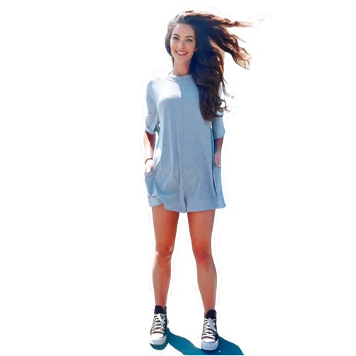 Lana Roux Womens Oversize V-Neck T-Shirt Wasabi Reversible Romper