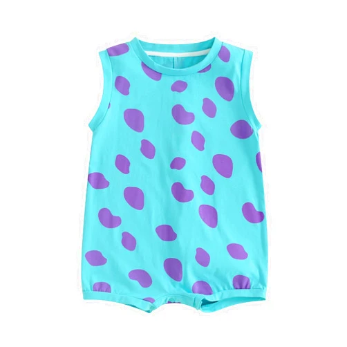 FEIBEL Baby Cute Cartoon Animal Onesie Baby Boys Girls Sleeveless Round Neck Romper One-Piece Shorts Jumpsuit