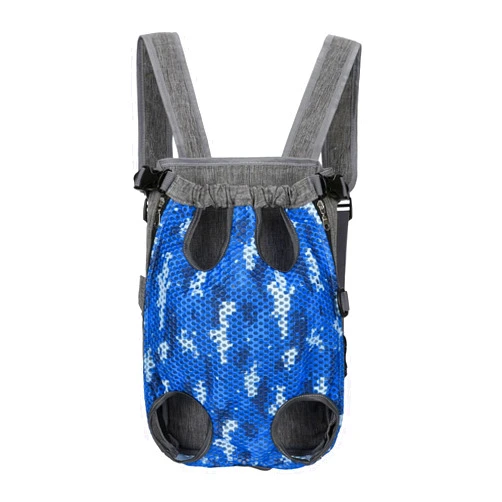 Mile High Life | Hiking Outdoor Pet Carrier Backpack | Legs Out Puppy Cat Carrier | Camouflage Dog Carrier for Small Dogs | Dog Backpack w Breathable Mesh (Blue)