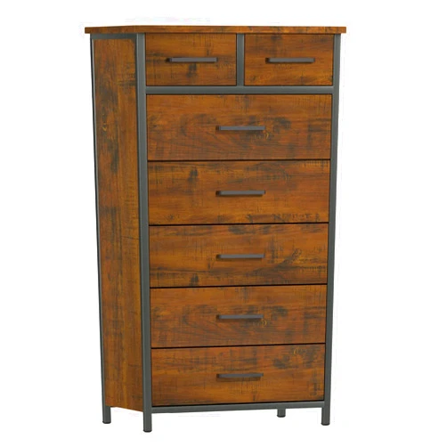 IKENO 7 Drawer Tall Dresser with Sturdy Metal Frame, Industrial Drawer Chest for Bedroom, Clothes Storage Cabinet