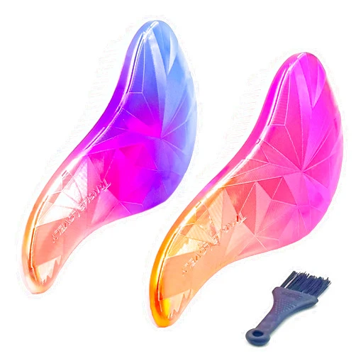 WYNK Hair Brush Detangler for Adults & Kids，Detangling Comb Hair Styling Tools, Dry and Wet Hair Brush Detangler for All Hair Types (2 Pack Change of color Electroplating)