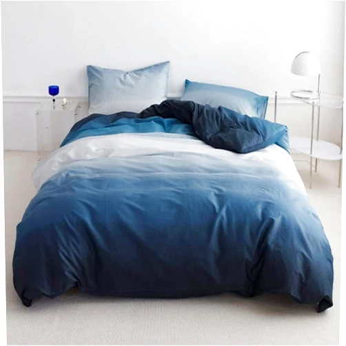 XIAMANG Minimalist Duvet Cover Full Blue Gradient Full Size Bedding Sets Soft Skin-Friendly, Quilt Cover 80