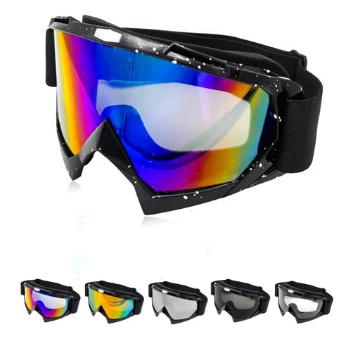 Ohleats Dirt Bike Goggles, Windproof & Dustproof Ski Racing Goggles, Men Women Safety ATV Goggles Motorcycle Accessories (Blue Colorful B)