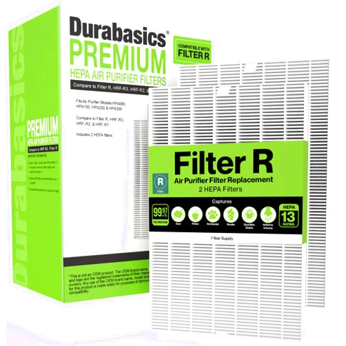 Durabasics 2 Pack of HEPA Filters Compatible with Honeywell Air Purifier Replacement Filters, Replacement for Honeywell Filter R, HEPA Filter R, HPA200, HPA 200, HRF-R1 & HRF-R2