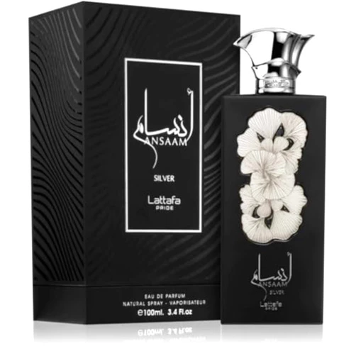Lattafa Ansaam Silver Eau De Parfum Spray for Unisex, 3.4 Ounce