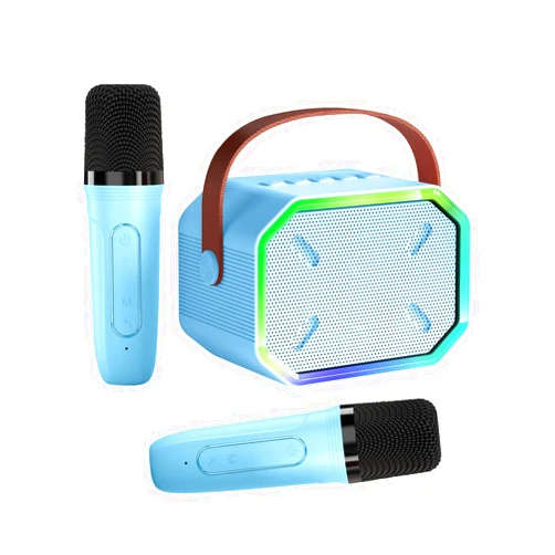 Caiord Karaoke Machine for Kids and Adults, Mini Portable Bluetooth Speaker with 2 Wireless Microphones, Led Lights for TV, Home Party, Kids Gift for Girls Boys Family Party Birthday (Blue)