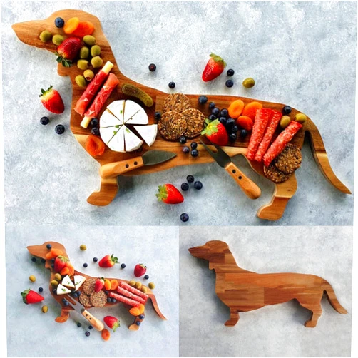 Rvikurc Dachshund Lovers Gifts, 15.7 Inch Wooden Cheese Boards Charcuterie Boards Extra Large for Kitchen, Funny Holiday Wood Dinner Plates Food Tray for Party Wedding Christmas Decor
