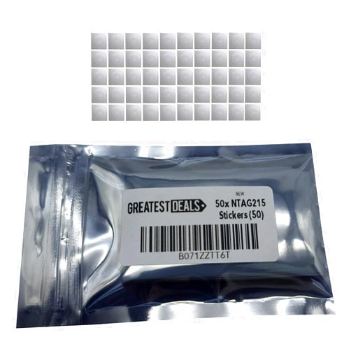 GreatestDeals NTAG215 NTAG 215 25mm NFC Stickers Works with TagMo (Android) and Placiibo (iOS) and All NFC Applications (50 Stickers)