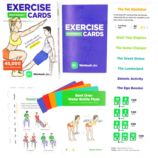 WorkoutLabs Exercise Cards: Bodyweight – Premium Home & Gym Workout Flash Cards Deck for Women and Men with 60 Exercises and 12 No Equipment Routines · Waterproof Plastic Fitness Flashcards