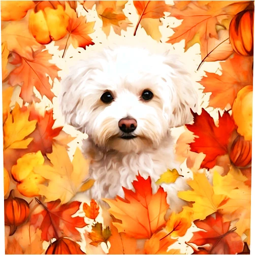 Stalente Diamond Painting Kits for Adults Dog, 5D DIY Diamond Art Kits for Beginners Round Full Drill Diamond Painting for Home Wall Decoration Gift 12×12inch, Maple Leaves