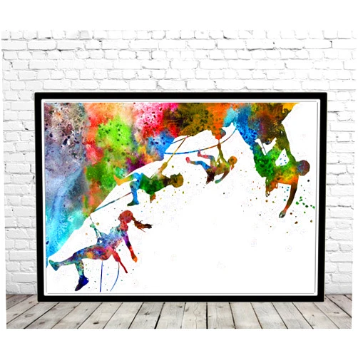 Custom Rock climbing extreme sport rock climbing family rock climbing woman and man watercolor rock climbing mountain climbers family,267