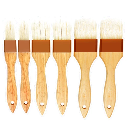 Yeabwps 6 Pieces Pastry Brushes Basting Oil Brush with Boar Bristles and Beech Hardwood Handles for Spreading Butter Cooking Baking BBQ Oil Brush(1 inch, 1.6 inch, 3 inch)