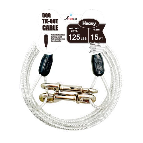 Petest 15ft Reflective Tie-Out Cable for Heavy Dogs Up to 125 Pounds