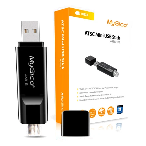 Generic A681B Analog USB TV Tuner Card, Watching Record Digital Live TV Anywhere, Free Over-The-air ATSC HD TV, Recast Wireless HDTV Stick Tuner Adapter, USB TV Antenna for Window Linux PC Computer Laptop
