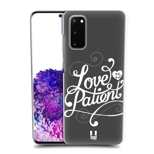 Head Case Designs Love is Patient Hand Drawn Typography Hard Back Case Compatible with Samsung Galaxy S20 / S20 5G