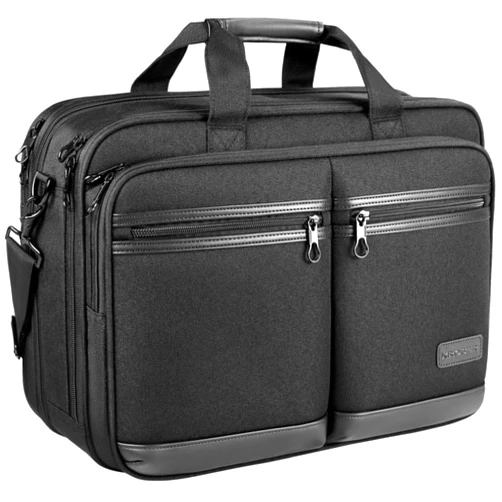 KROSER Laptop Bag Stylish Laptop Briefcase Fits Up to 17.3 Inch Expandable Water-Repellent Shoulder Messenger Bag Computer Bag with RFID Pockets for Business/Travel/School/College/Men/Women-Black
