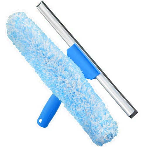 Unger Professional 2-in-1 Squeegee & Scrubber - 14” Window Cleaning Tool – Cleaning Supplies, Squeegee for Window Cleaning, Commercial & Residential Use, Microfiber Sleeve