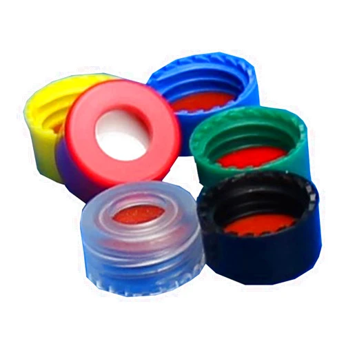 J.G. Finneran JG Finneran R.A.M. 5395-09FR Preassembled Screw Threaded Ribbed Cap and PTFE/Silicone Septa, Red, 9mm Cap Size (Case of 1000)