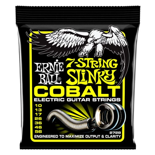 Ernie Ball 7-String Regular Slinky Cobalt Electric Guitar Strings, 10-56 Gauge (P02728)