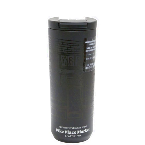 Starbucks The First Store Pike Place Stainless-Steel Tumbler (12 oz, Black)