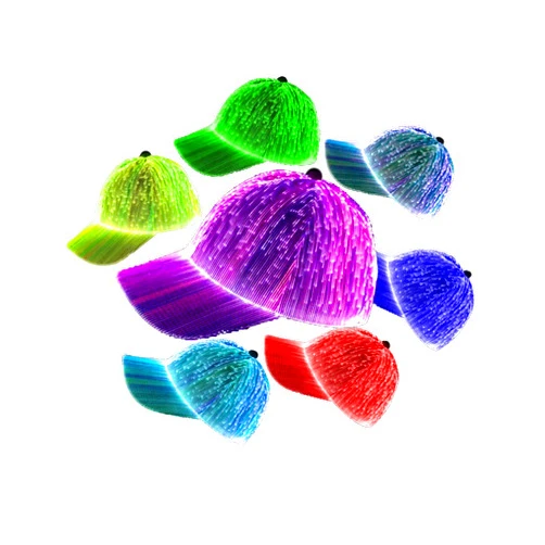 LihupZone LED Light Up Hat for Men，7 Colors Glow Hat Fiber Optic Rave Luminous Baseball Cap for Women USB Charging