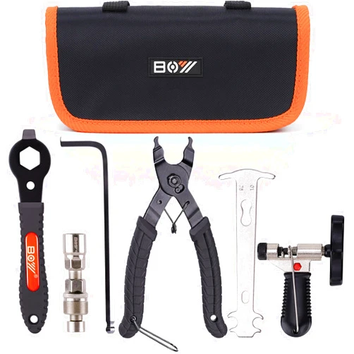 MatyKit Bike Chain Repair Kit + Crank Extractor with Tools Bag, Link Plier & Chain Breaker Splitter Tool & Chain Checker, and Bicycle Square Taper Crank & Spline Crank Puller Removal Tools Set