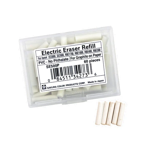 Sakura SumoGrip EE-3000 Electric Eraser Refill - Vinyl Erasers for Mechanical Eraser - 60 White Art Eraser Refills