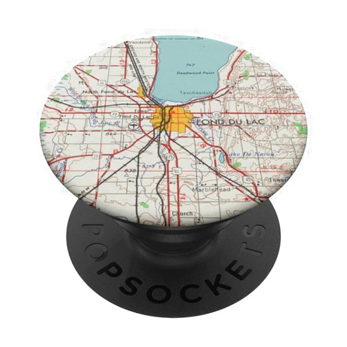 Lake Winnebago Wisconsin Old City Atlas Vintage Fond Du Lac WI Map (1966) PopSockets Swappable PopGrip