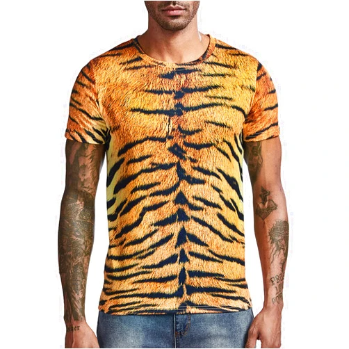 Funny World Men's Animal Print T-Shirt Graphic Short Sleeve Halloween Costume
