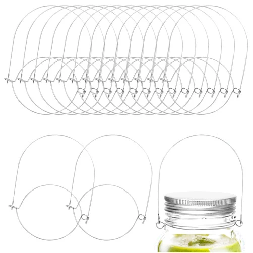 Anjmd Stainless Steel Wire Hangers for Mason Jars, 16 Pack - Tool Free Installation, Wide Application for Decoration, Key Holder, Holder, Kitchen, Indoor Use