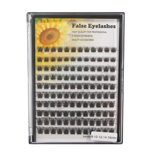 Hannahool Large Tray Wide Stem Individual False Eyelashes D Curl Mixed 8-10-12-14-16mm/Mixed 14-16-18mm to Choose Cluster Lashes Thin Base Volume DIY Eye Lashes Extensions Natural look (mixed 8-10-12-14-16mm)