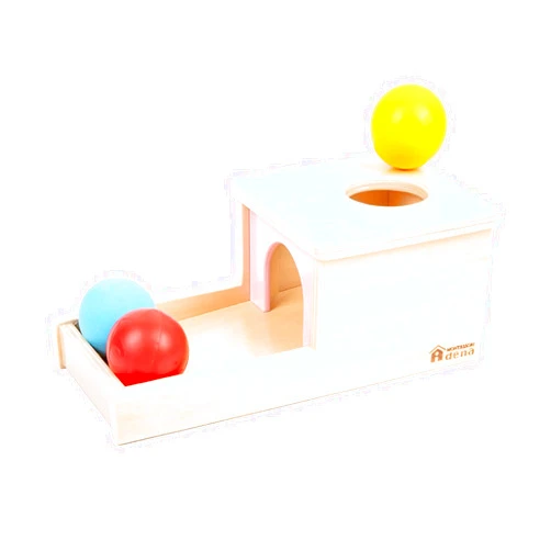 Adena Montessori Object Permanence Box with Tray Three Balls Montessori Toys for 6-12 Months Baby 1 Year Old Infant Toddler (Small Box - for Girl)