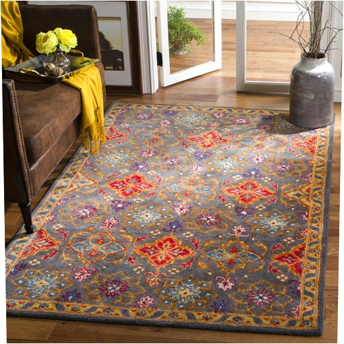 SAFAVIEH Heritage Collection 8' x 10' Charcoal / Multi HG415H Handmade Traditional Oriental Premium Wool Area Rug