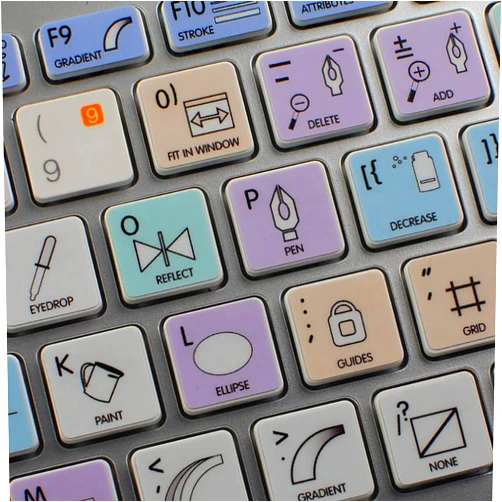 4Keyboard Apple Size Stickers Shortcuts for Keyboard Adobe Illustrator Galaxy Series