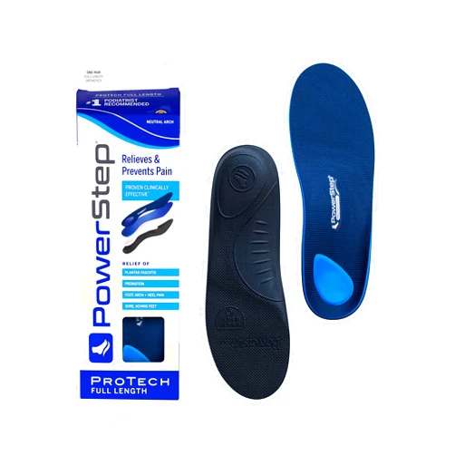 PowerStep ProTech Full Length Orthotic Insoles - Medical Grade Arch Support Inserts for Relieving Plantar Fasciitis + Heel Pain - Maximum Cushioning + ShockAbsorb Orthotics (M 10-10.5 W 12)