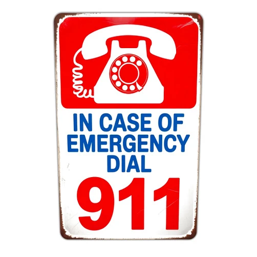 Sizdtchk Emergency Dial 911 Phone Booth tin sign Vintage Emergency Service Metal Sign Print Aesthetic for Garden Yard Bar Porch Home Bedroom Kitchen Wall Decor 8 x 12 inch