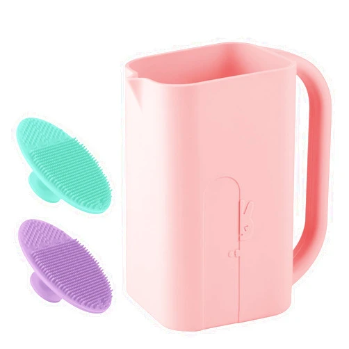 CAROFAFA Baby Bath Rinse Cup 100% Food Grade Silicone Wash Rinser Cup For Kids (Pink)