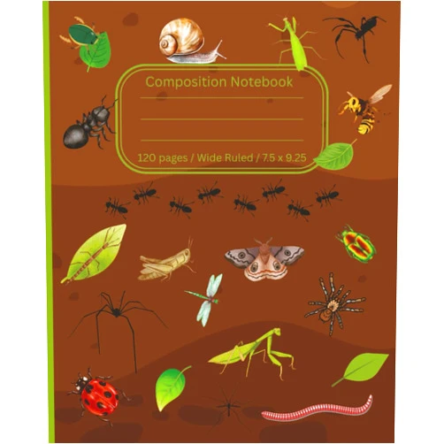 T.D. Publishing Composition Notebook: Spiders, Snails, Insects and Bugs | Writing Journal | Wide Ruled, 120 pages, 7.5 x 9.25