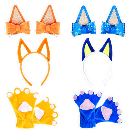 Kyson 6 PCS Blue Dog Ears Headbands,Halloween Cartoon Blue Heeler Puppy Cosplay Costume Accessories Birthday Gift for Kids